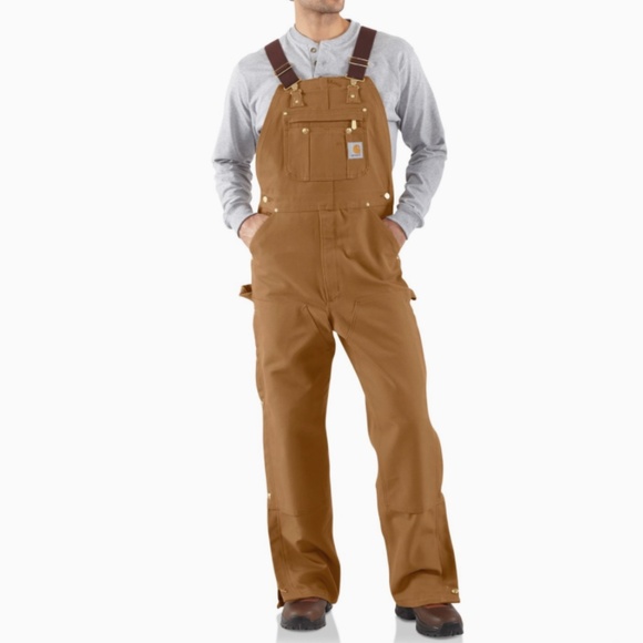 CARHARTT MENS QUILT LINED ZIP LEG 100% COTTON HEAVY DUCK OVERALLS SIZE 42x30 EUC - Picture 1 of 13
